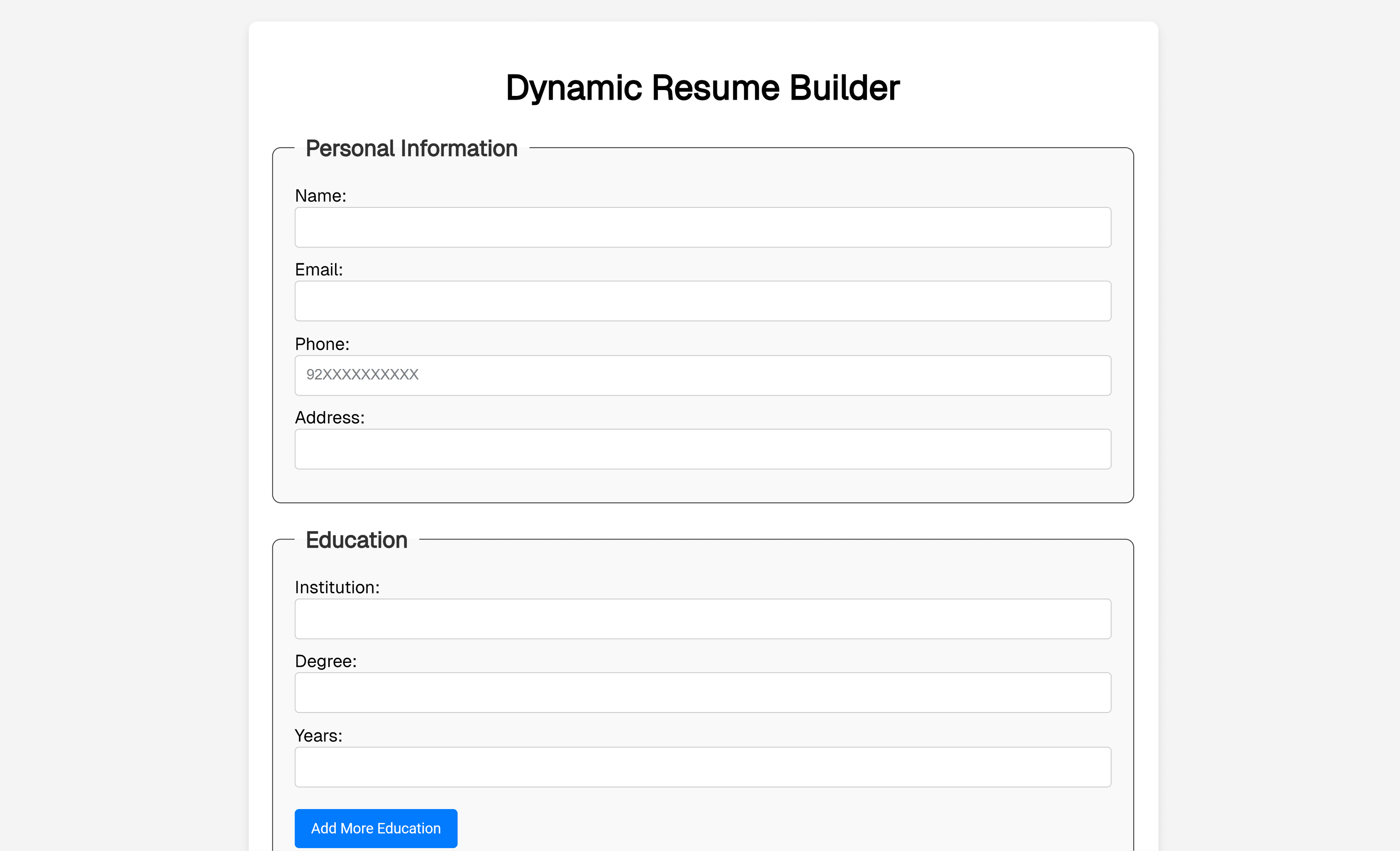 Dynamic Resume Builder