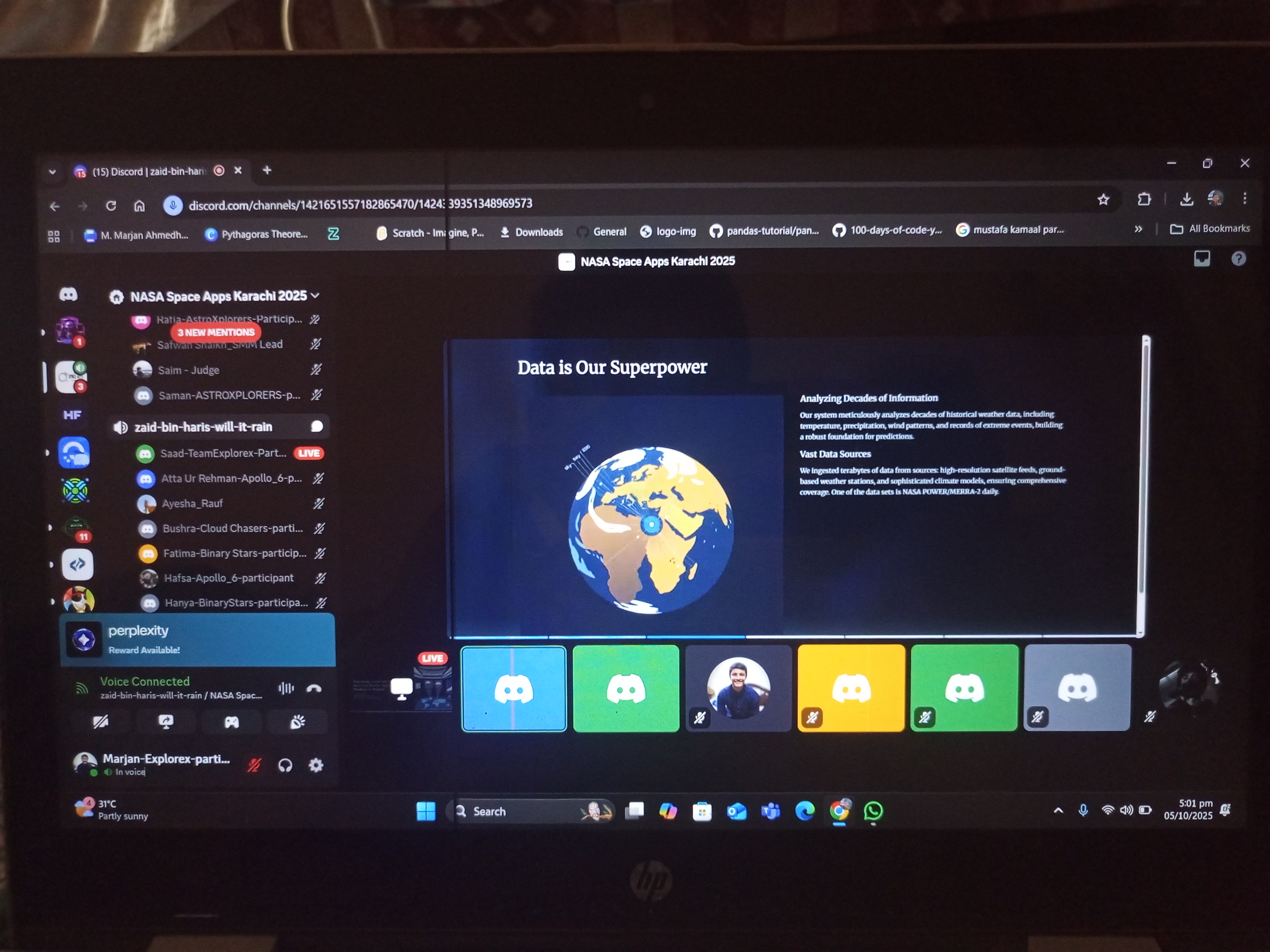 Presenting Kalkia in the NASA Space Apps Karachi Discord